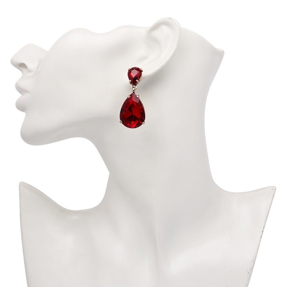 Red Eardrop Earrings - Picture 1 of 2